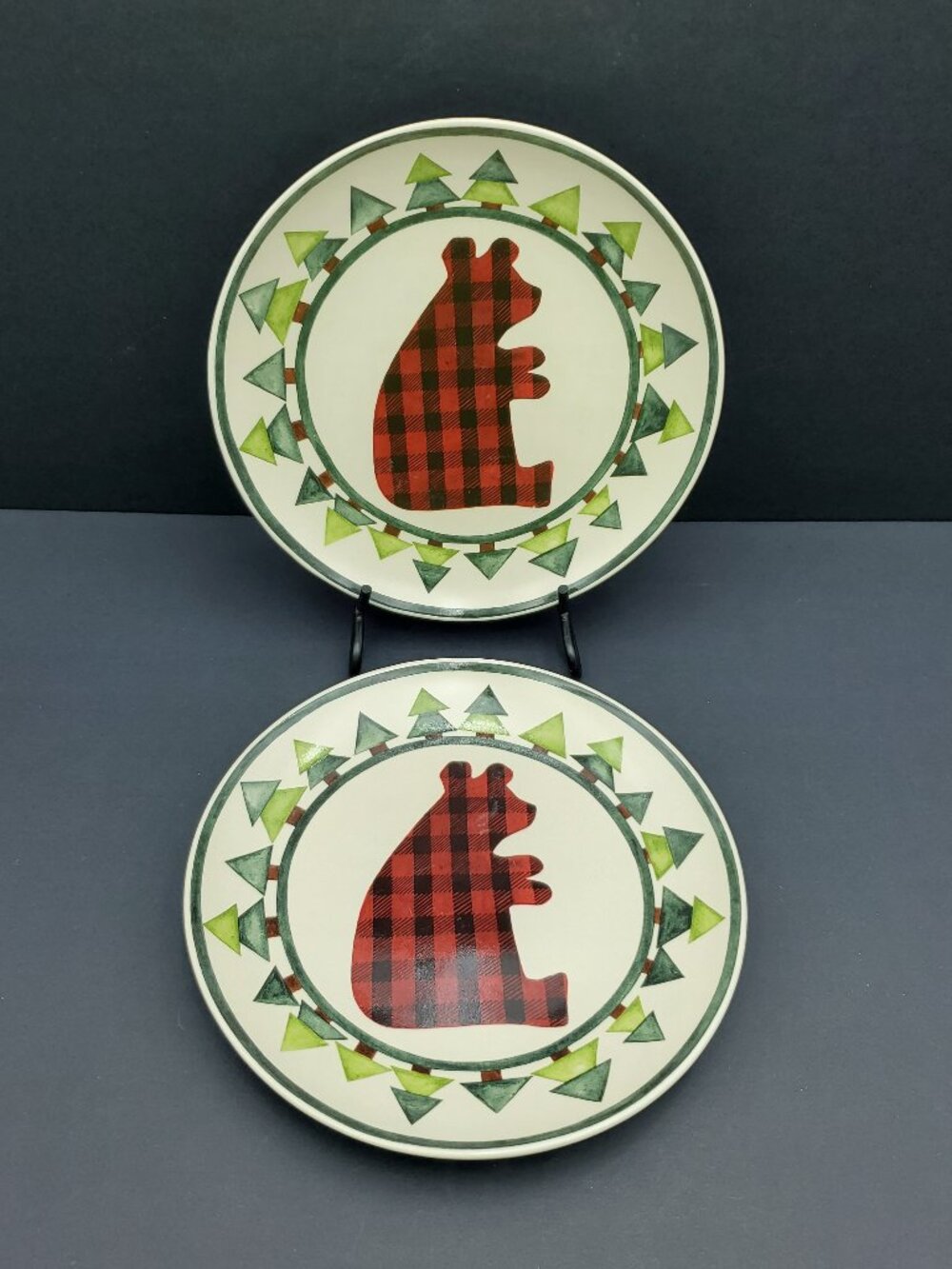 Steward Earthworks Boyds Bears Home Collection Plaid Bear Salad Plates